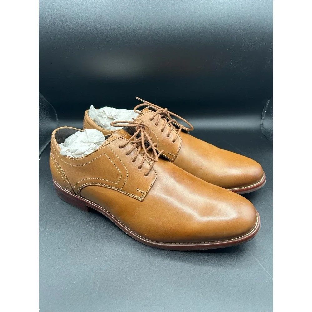 Rockport Men's 11.5 Wide Brown Leather Dress Derby Oxford Shoes Wedding Office